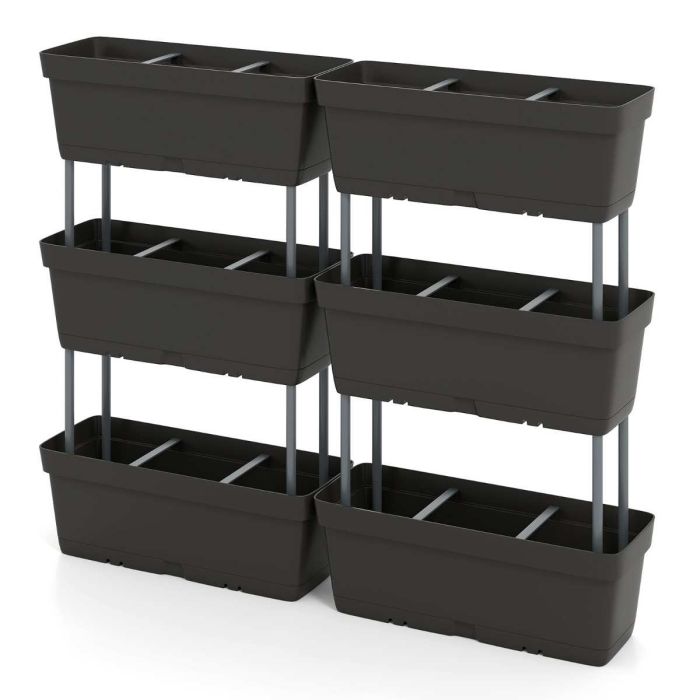 Rinkinys iš 6 gėlių vazonų 49x16x16cm., juodos spalvos