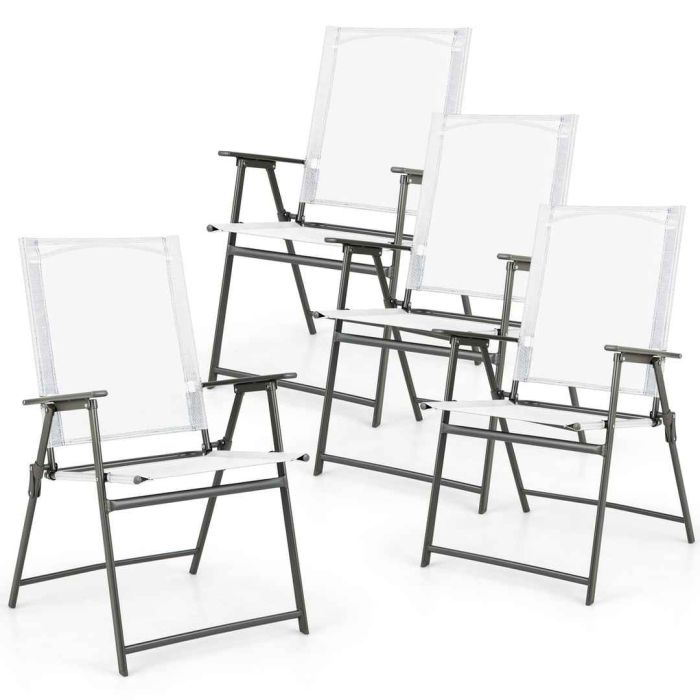 Набор из 4 складных стульев 62x58x96см, бело-черного цвета
