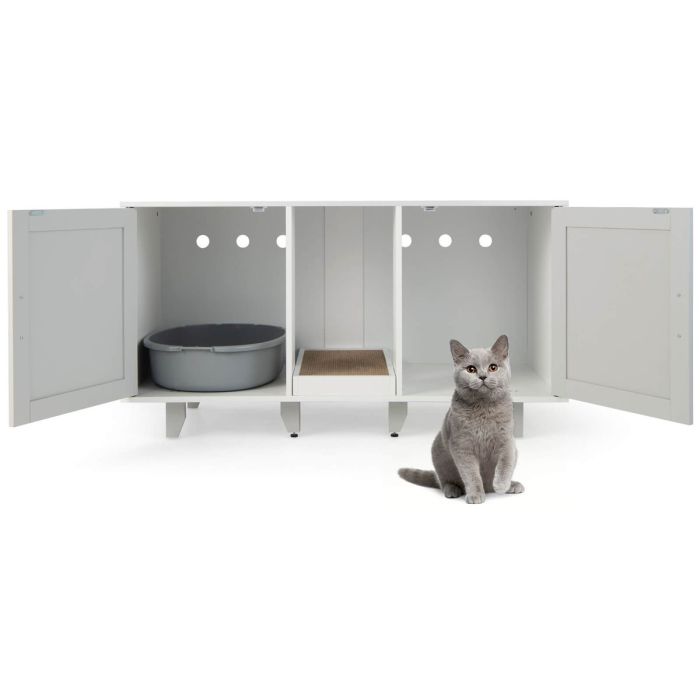 Туалет для кошек 120x52x65см, серо-белый