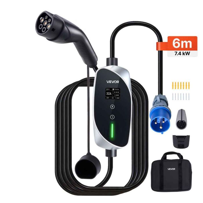 Elektromobilio įkrovimo stotelė VEVOR EV-ACS3201E/K3, Type 2, 7,4 kW, 32 A