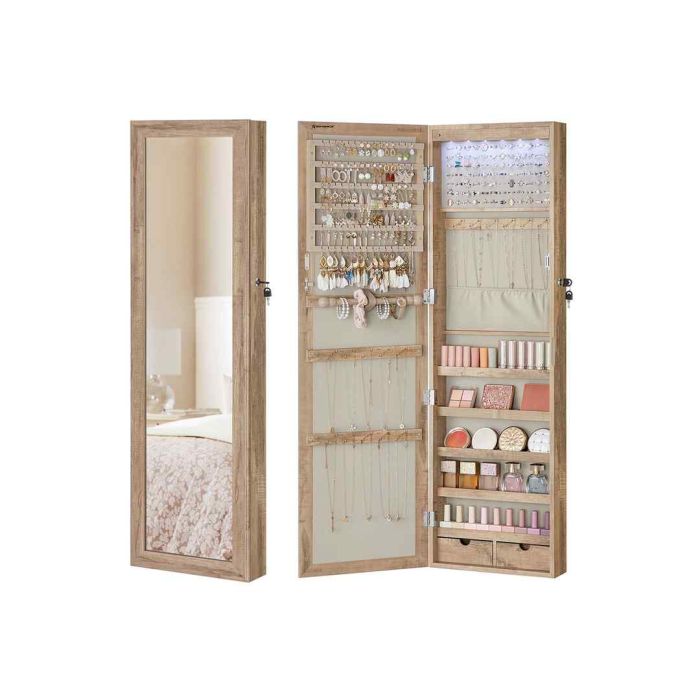 Зеркало косметическое 10x37x120 см., светло-коричневый/кремовый цвет
