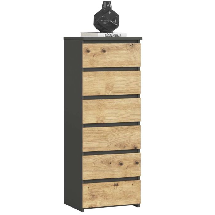 Комод AKORD CL6, 6 ящиков, серо-коричневый, 40 × 109 × 35 см