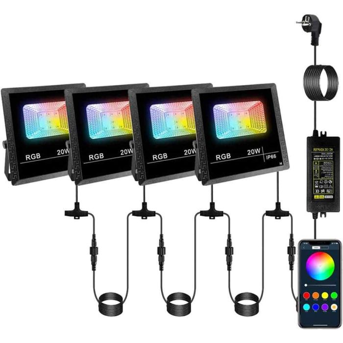 Комплект умных RGB-светодиодных прожекторов, 4 шт.