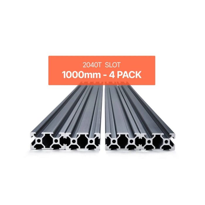 4 vnt. 39,4 colio (1000 mm) T formos 2040 aliuminio profiliai, juodi, CNC ir 3D spausdintuvui