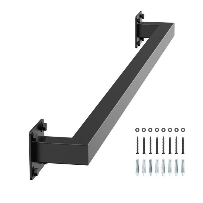 Laiptų turėklas prie sienos, juodas geležinis, 1215 mm, 113 kg keliamoji galia