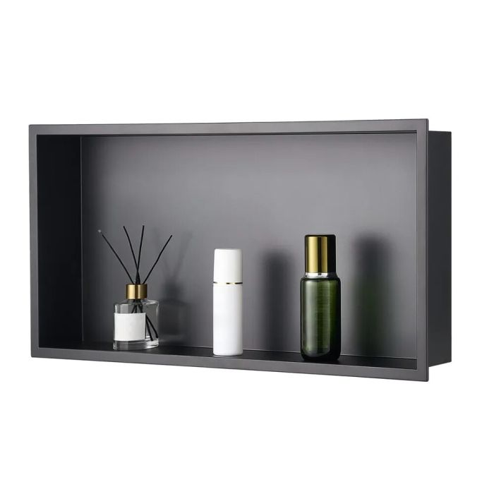 Душевая ниша, 33x63,5x10,2 см, встраиваемая, черная, нержавеющая сталь, герметичная, для ванной комнаты.