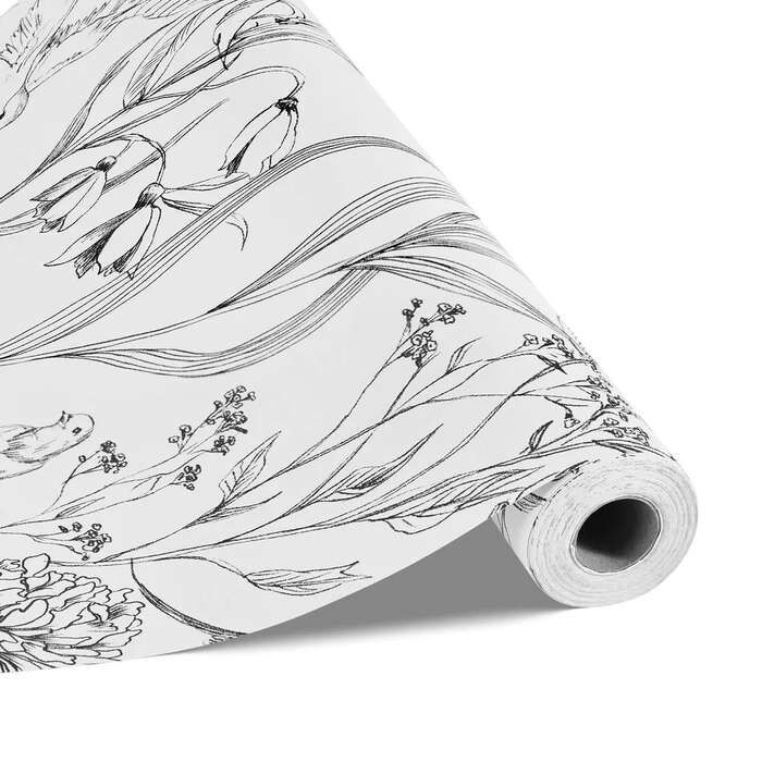 Lipnūs tapetai, 45x10 m, baltos linijos, vandeniui atsparūs, dekoratyviniai