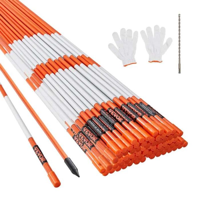 Oranžiniai stiklo pluošto važiuojamosios dalies žymekliai, 122 cm, 100 vnt.