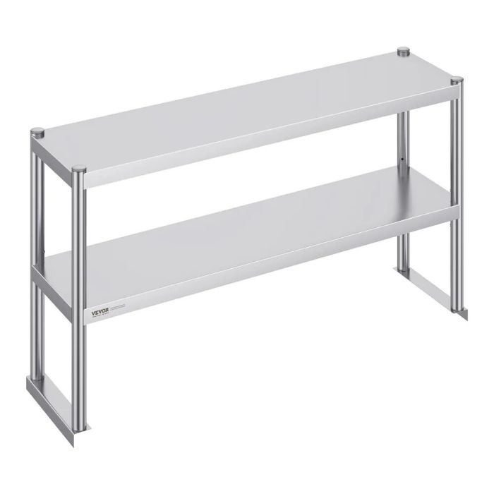 Dviguba nerūdijančio plieno viršutinė lentyna, reguliuojama, 12x48 colių