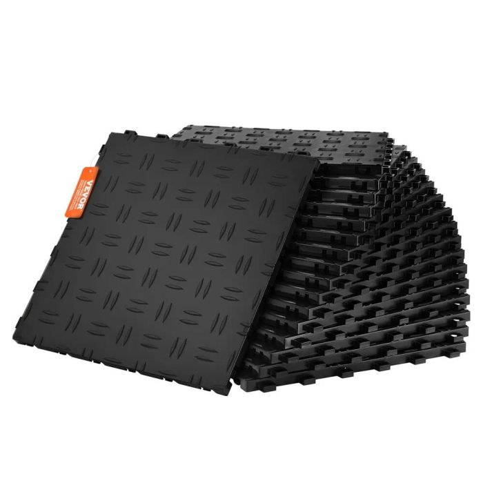 Garažo plytelės, 12x12x0,53 col., neslidžios, juodos, 50 vnt.