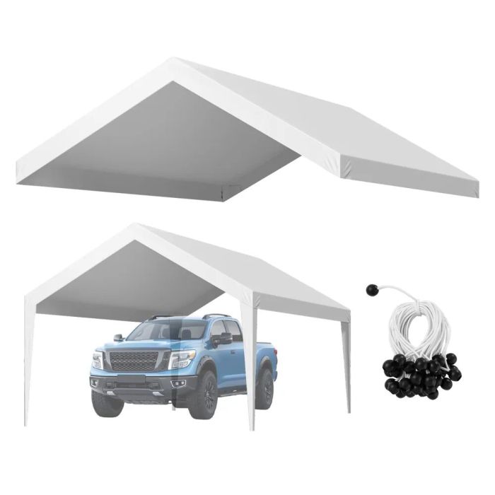 Automobilio stogelio tentas 3,6x6 m, baltas, atsparus UV ir vandeniui