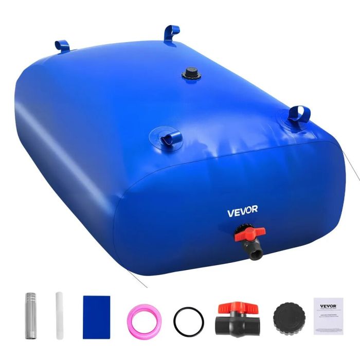 Vandens kaupimo talpykla, 330 L, 1000D PVC, sulankstoma, mėlyna