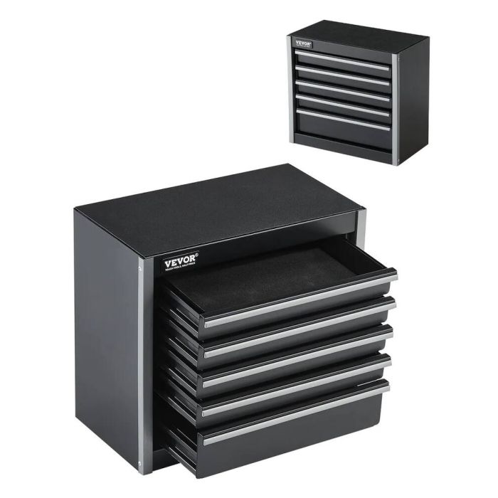 Metalinė nešiojama įrankių dėžė, 8,6", 5 stalčiai, juoda