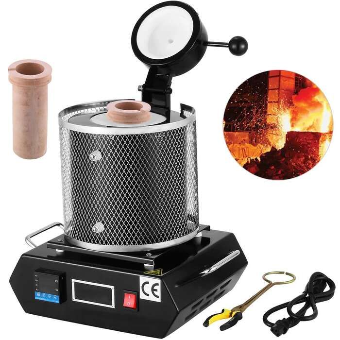 Elektrinė aukso lydymo krosnis, 1350 W, 1150 ℃, 1 kg keraminis tiglis