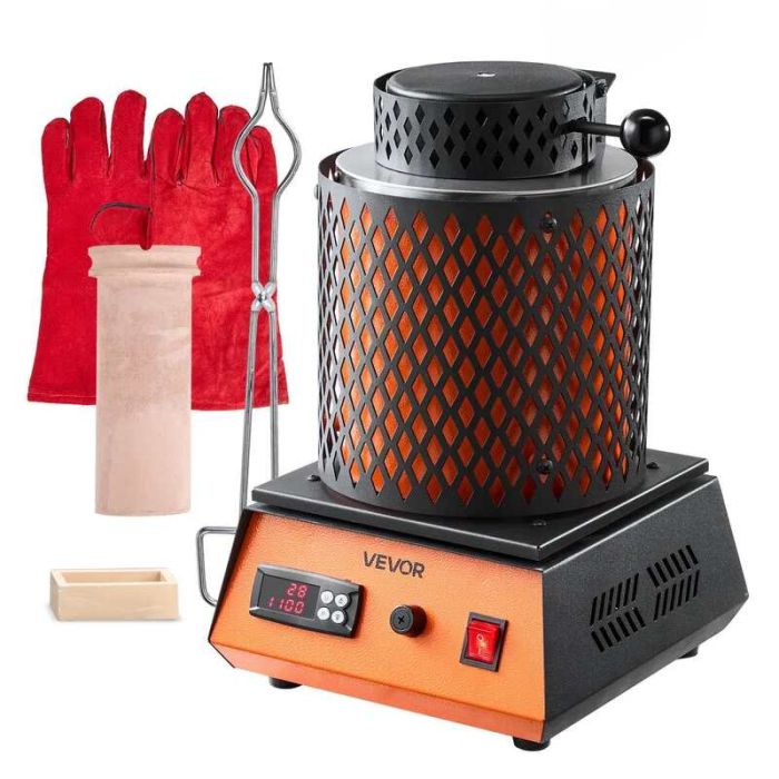 Elektrinė lydymo krosnis 1350 W su 3 kg keraminiu tigliu, 1150 ℃, papuošalų gamybai