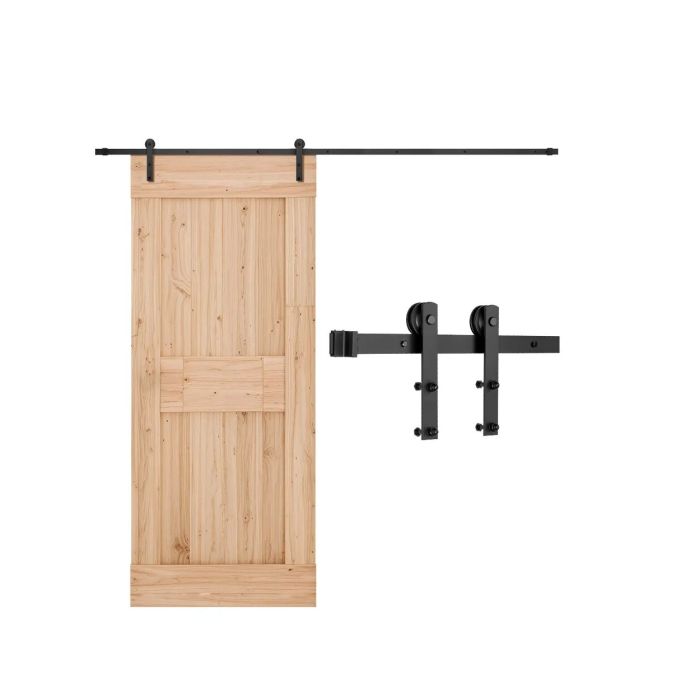10ft stumdomų tvarto durų furnitūros komplektas, juodas, 330 lbs keliamoji galia