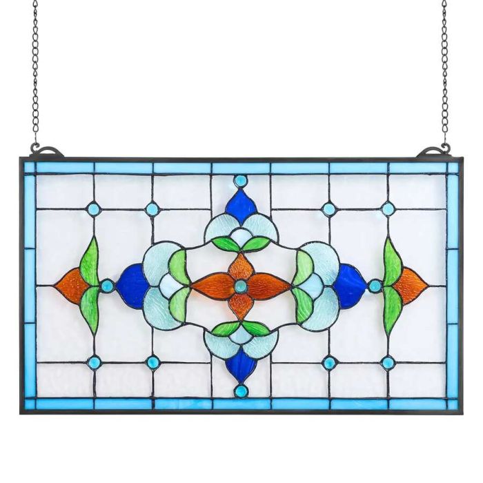 Tiffany stiliaus pakabinama vitražo lango plokštė, 664x402 mm
