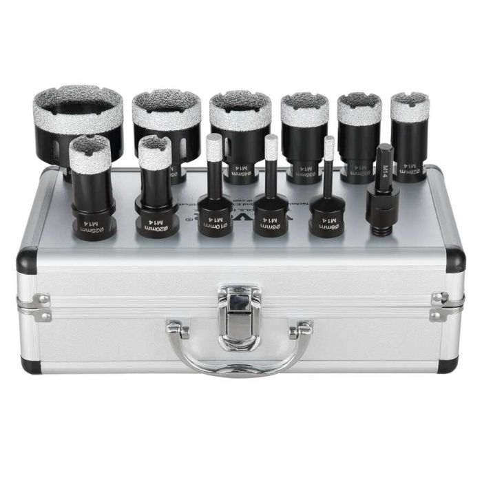 Deimantinių gręžimo karūnų rinkinys 11 vnt., M14, 6-65 mm, plytelėms ir keramikai