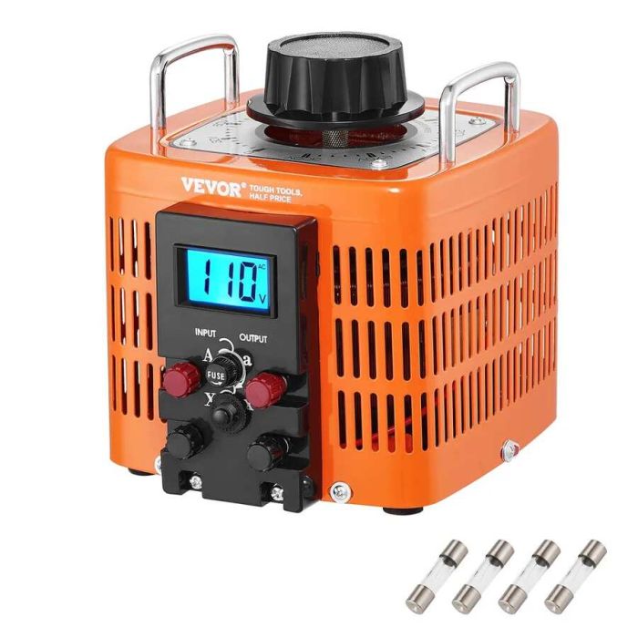 2000 VA automatinis kintamos įtampos transformatorius, 230 V į 0–300 V, su LCD ir saugikliais