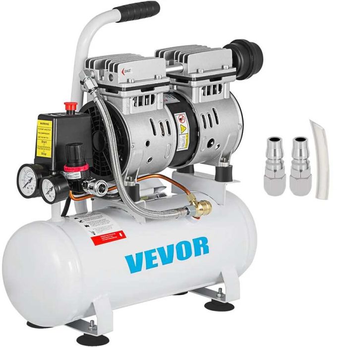 Oro kompresorius be alyvos, 9 L, 550 W, tylus, su vario varikliu