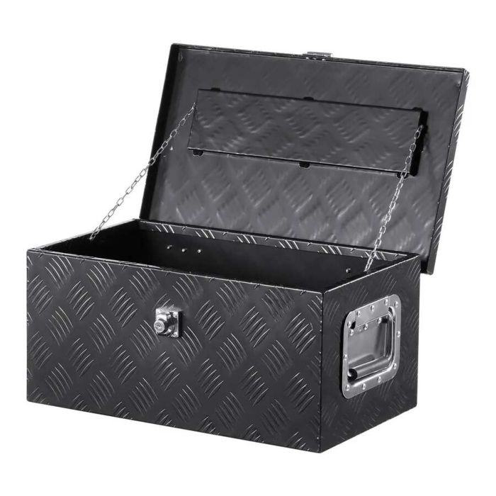 Tvirta aliuminio įrankių dėžė su spyna, 20"x12"x9,5", juoda
