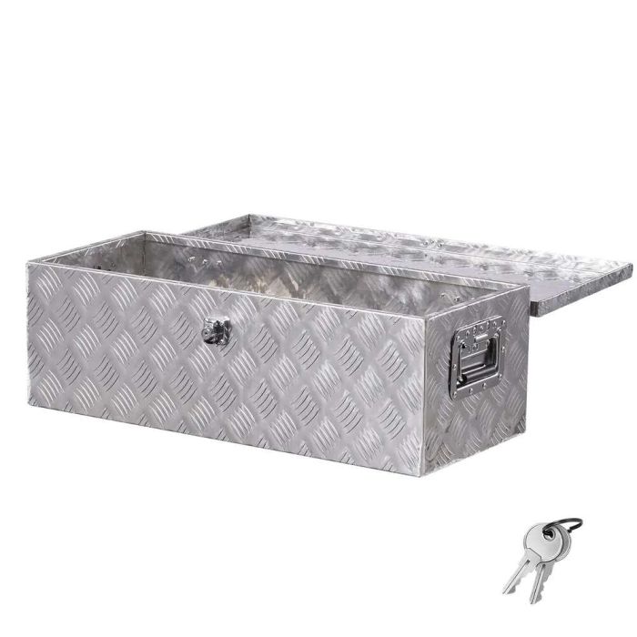 Aliuminio tvirta įrankių dėžė su spyna, 30"x13"x9,6" sidabrinė