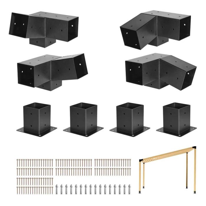 Pergolės laikikliai, anglinis plienas 92x92 mm, 8 vnt., lauko medinėms konstrukcijoms