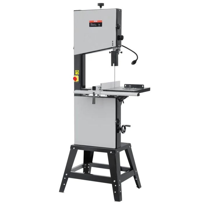 Stacionarus juostinis pjūklas 340 mm, 1100 W, su stovu ir apšvietimu