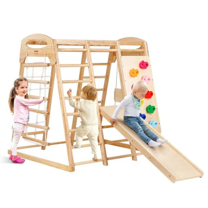 Детский игровой комплекс для дома, деревянный, 43x47x47 дюймов.