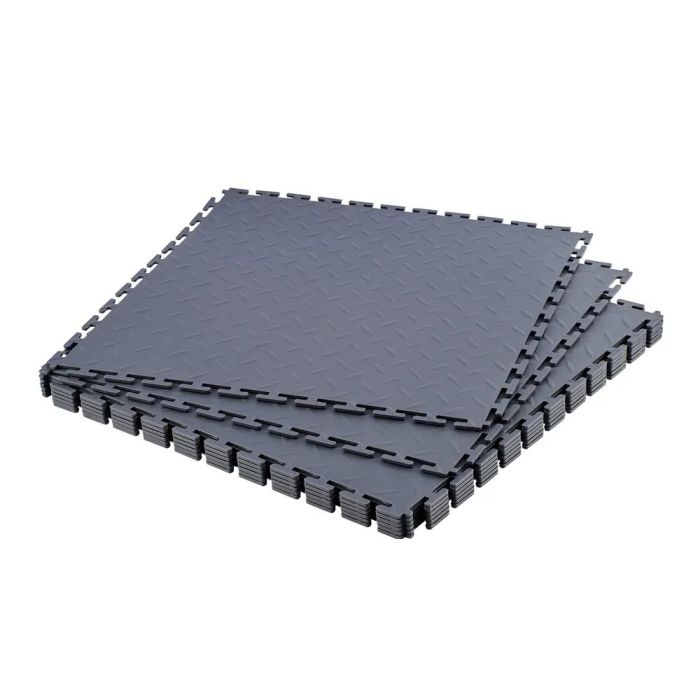 Sujungiamos modulinių PVC plytelės garažo grindims, 513x513 mm, grafito pilkos, 8 vnt. pakuotė