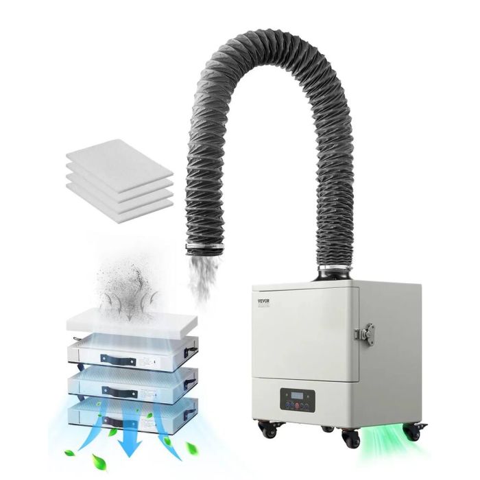 Litavimo dūmų ištraukiklis 459 m³/h su 280 W varikliu ir 4 filtrais
