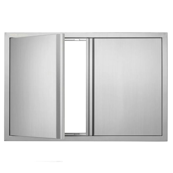 Dvigubos nerūdijančio plieno grilio durelės 914x610 mm