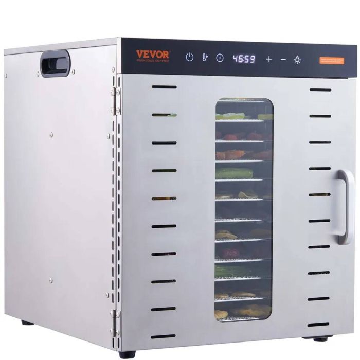 Maisto džiovyklė, 10 padėklų, nerūdijančio plieno, 1000 W