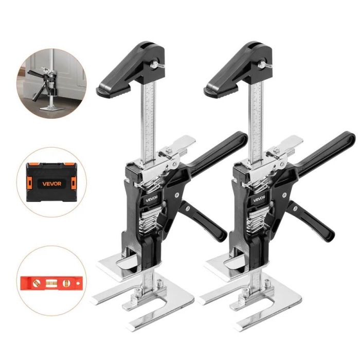 Rankinis metalinis domkratas 2 vnt., 200 kg, magnetinis gulsčiukas, juodas