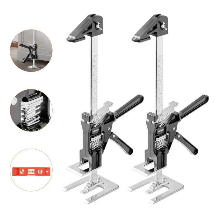 Domkratas rankinis metalinis 2 vnt., 150 kg, reguliuojamas, juodas