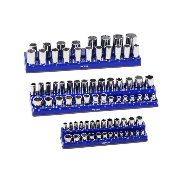 Magnetinių galvučių laikiklis su skaidriomis etiketėmis, mėlynas, 3 vnt., 1/4"–1/2"