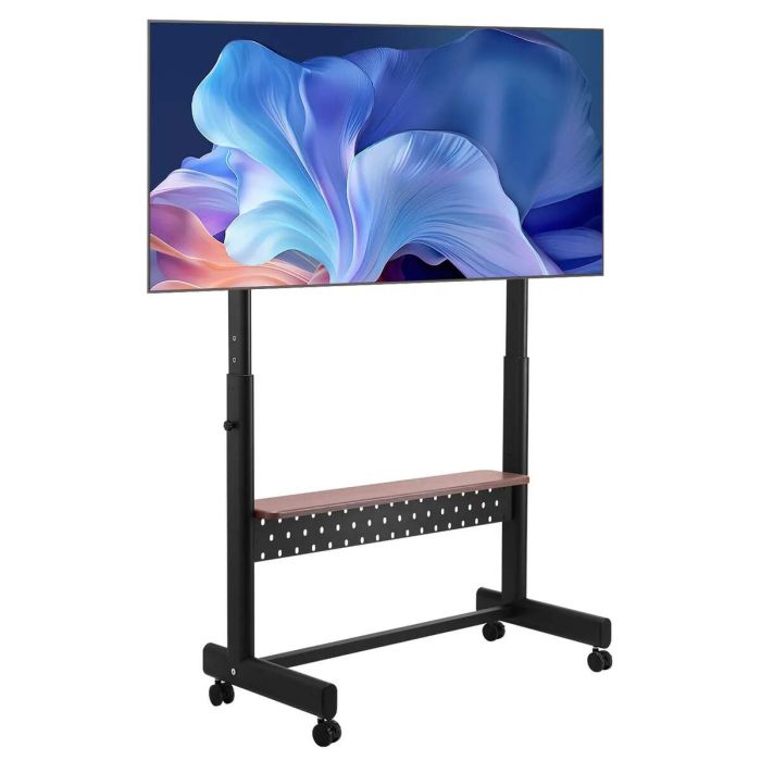 Mobilus televizoriaus vežimėlis 55–100 colių, reguliuojamo aukščio su padėklu, iki 92 kg, VESA 800x600 mm