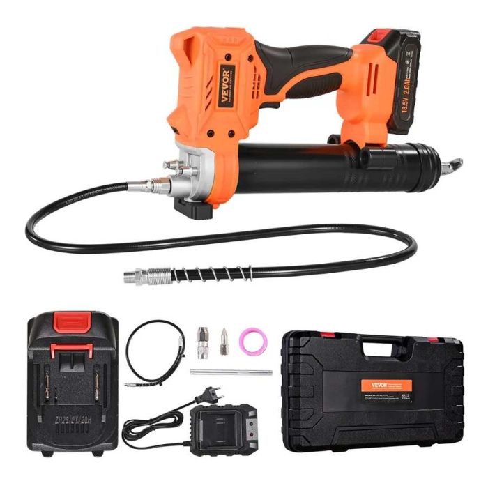 Akumuliatorinis elektrinis tepalo švirkštas, 20 V, 8000 PSI, su baterija ir žarna
