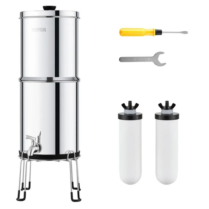 Vandens filtravimo sistema su 2 keraminiais filtrais, 304 plienas, 2,25 g