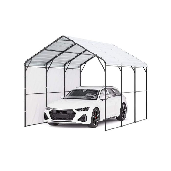 Metalinis automobilių stogelis, 10x15', cinkuoto plieno rėmas, lauko garažo pavėsinė