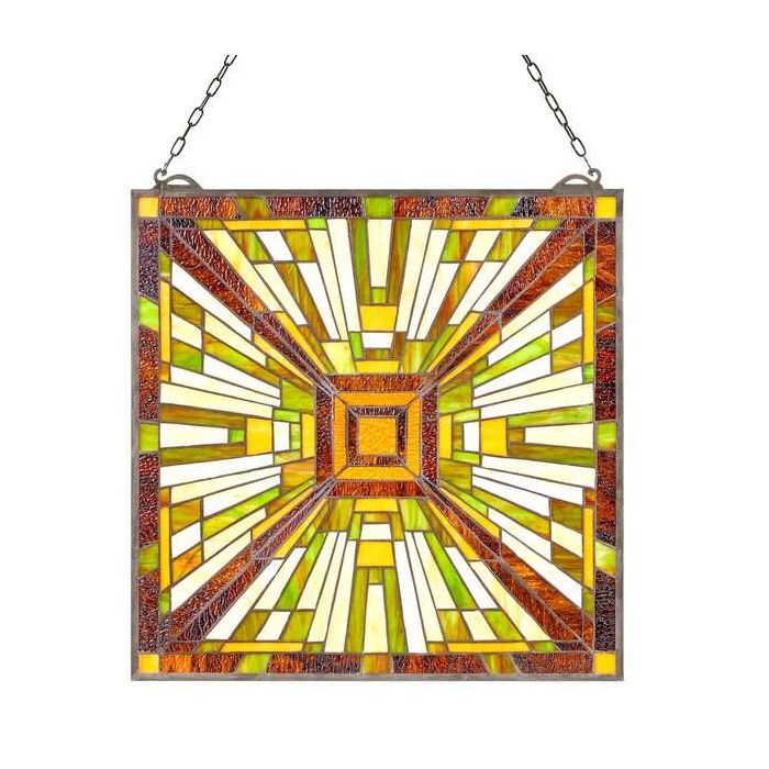 Vitražo lango plokštė, 501x527 mm, tiffany stiliaus, pakabinama