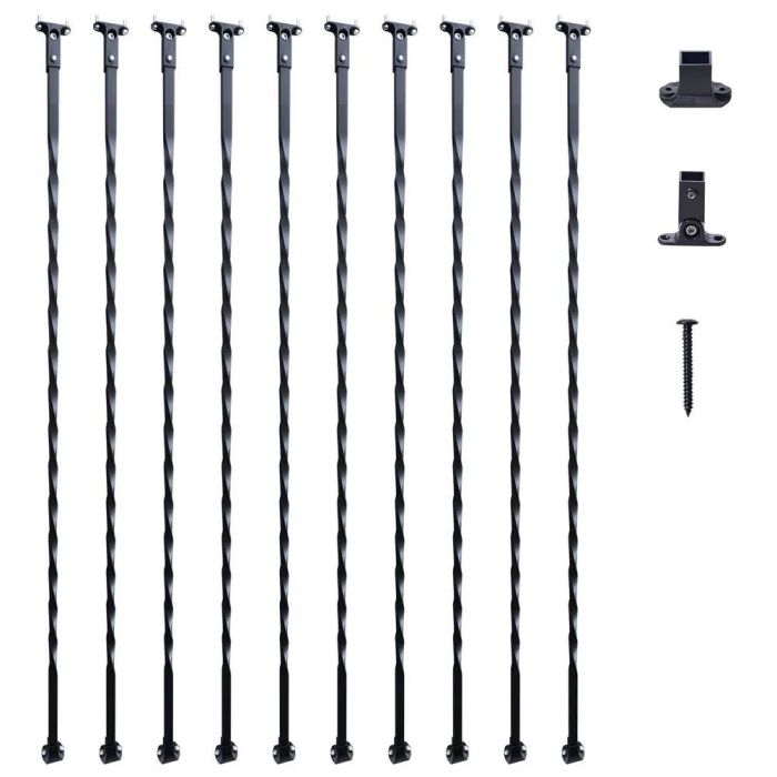 Metaliniai cinkuoto plieno laiptų turėklai, matiniai juodi, 111,76 cm (10 vnt.)