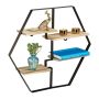 Полка настенная для гостиной 52x60x12см., светло-коричневая/черная.