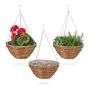 Rinkinys iš 3 kabančių vazonų 16x31cm., rudos/žalios/sidabrinės spalvos