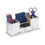 Органайзер для пишущих инструментов под мрамор 11x29,5x11 см., белый/серый