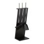 Rinkinys iš 3 židinio įrankių ir stovo 72x23x17cm., juodos/sidabrinės spalvos