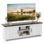 TV staliukas 145x39,5x49,5cm., baltos/tamsiai rudos spalvos