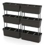 Rinkinys iš 6 gėlių vazonų 49x16x16cm., juodos spalvos