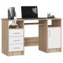 Rašomasis stalas NORE Ana 124 cm, baltos/ąžuolo spalvos