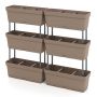 Rinkinys iš 6 gėlių vazonų 49x16x16cm., rudos spalvos